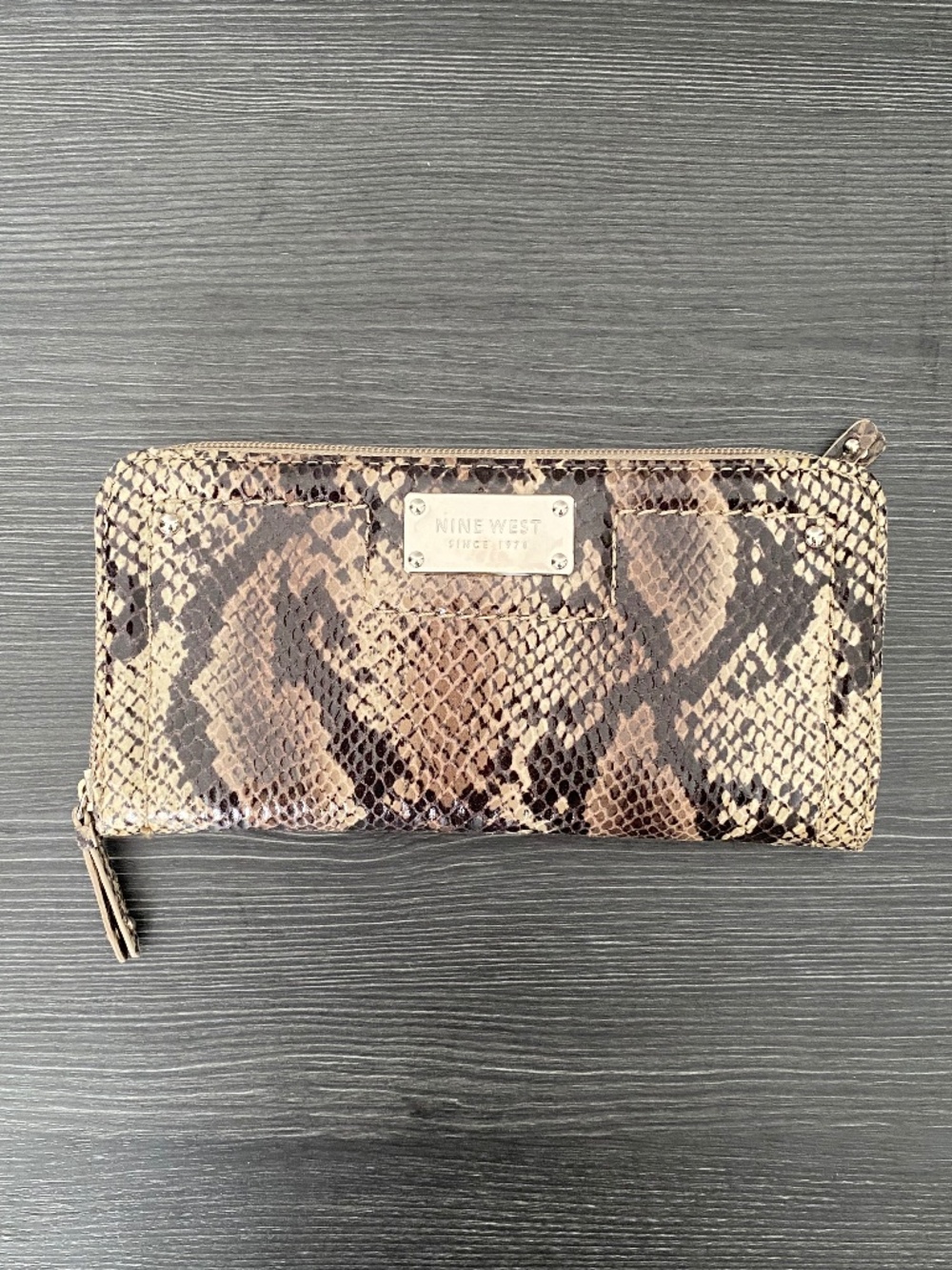 Nine West Snake Print Zip Around Wallet Wristlet NWT Y2K